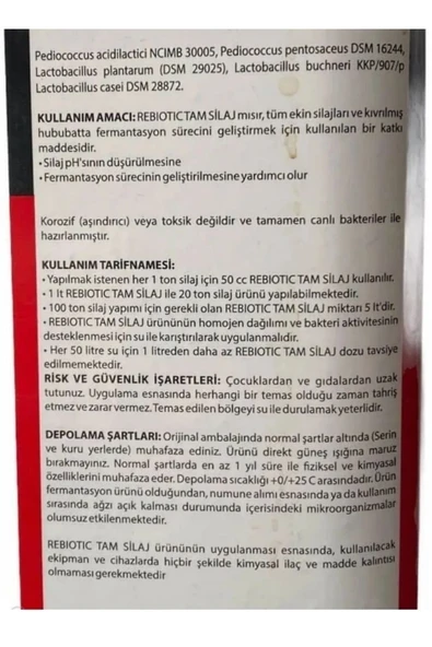 Hs Tarım Rebiotic Tam Silaj İnokulanti 5 KG Silaj Koruyucusu - Resim 8