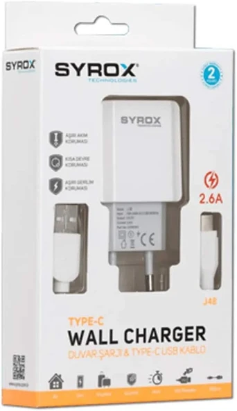SYROX J48 2.6A Type C Sarj Aleti, Standart - 4