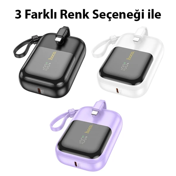HOCO Q20 Fountain 10000mAh 22.5W+PD20W Dijital Göstergeli Kablolu Powerbank (Siyah) - 3