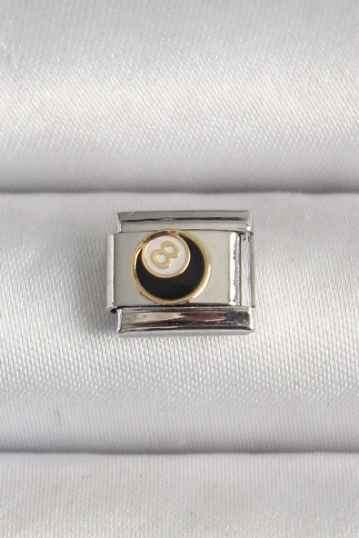 316L Çelik Gümüş Renk 8 Ball İşlemeli Nomination Charm - TJ-BC1209