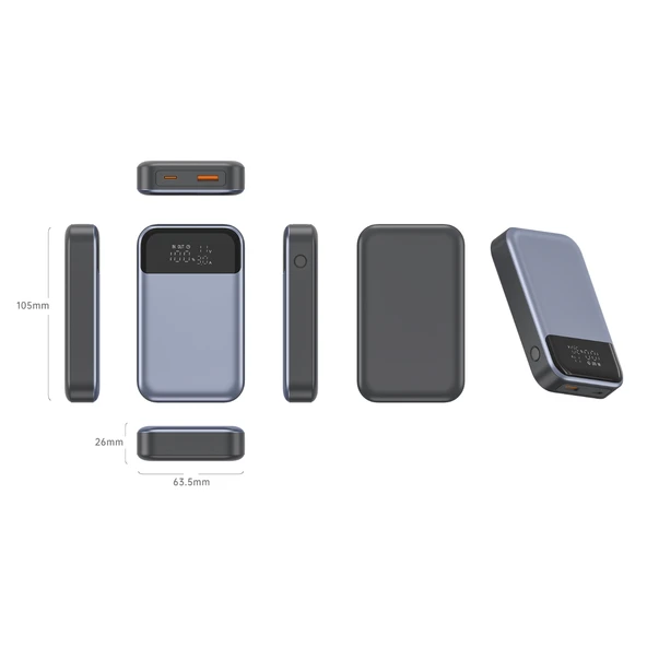 Nettech NT-PW36 PD 30W+ 33W 15W 10000 MAh Taşınabilir Powerbank (Gri) - 2