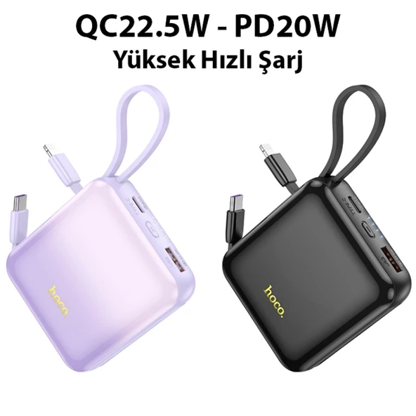 HOCO Q23 Blade 10000mAh 22.5W+PD20W Kablolu Powerbank (Mor) - 3