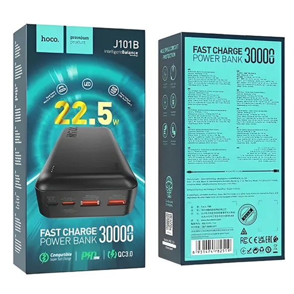 Hoco J101B 22.5W 30000mAh Hızlı Şarj Powerbank (Siyah) - 4