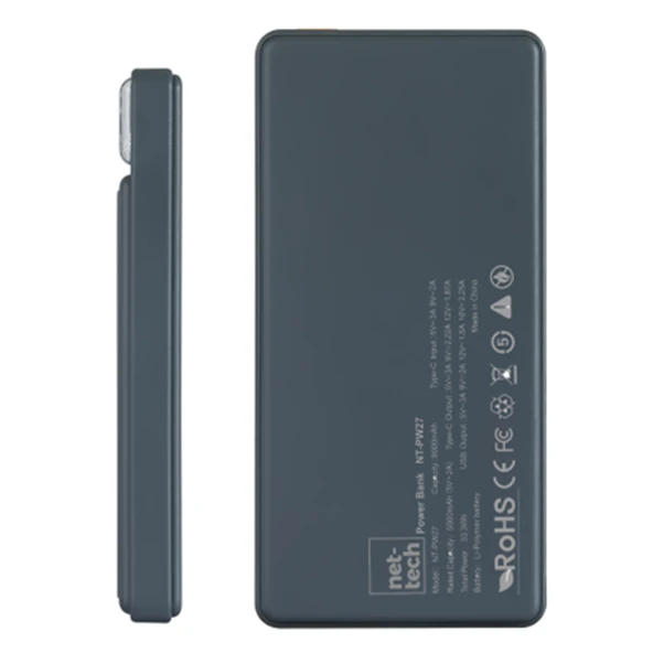 Nettech NT-PW27 25W 9000 mAh Taşınabilir Powerbank (Gri) - 2