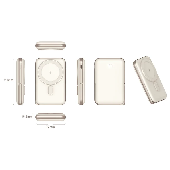 Nettech NT-PW33 15W + 20W PD 10000 MAh Magsafe Powerbank (Krem) - 2