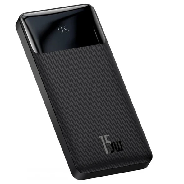 Baseus Bipow 15W Hızlı Şarj 10000 mAh LED Göstergeli Powerbank (Siyah)