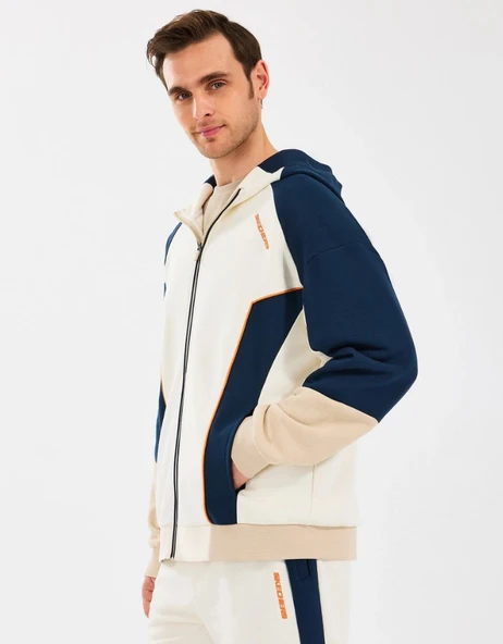 Skechers M Diagonel Lw Fleece Fullzip Hoodie Sweatshirt S2510027 Eşofman Üstü Erkek Ceket - Resim 2