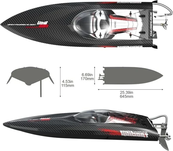 Cheerwing 25 "RC Fırçasız 30 MPH Yüksek Sürat Uzaktan Kumandalı Tekne - 6