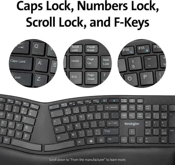 Kensington Pro Fit Ergonomik Kablosuz Klavye (K75406US) - 7