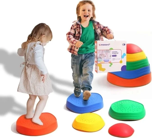 Makarci Çocuklar için Sallanan Basamak Taşları Rainbow 5 PCS