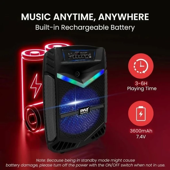 Pyle Taşınabilir Bluetooth PA Hoparlör Sistemi - 600W - 5