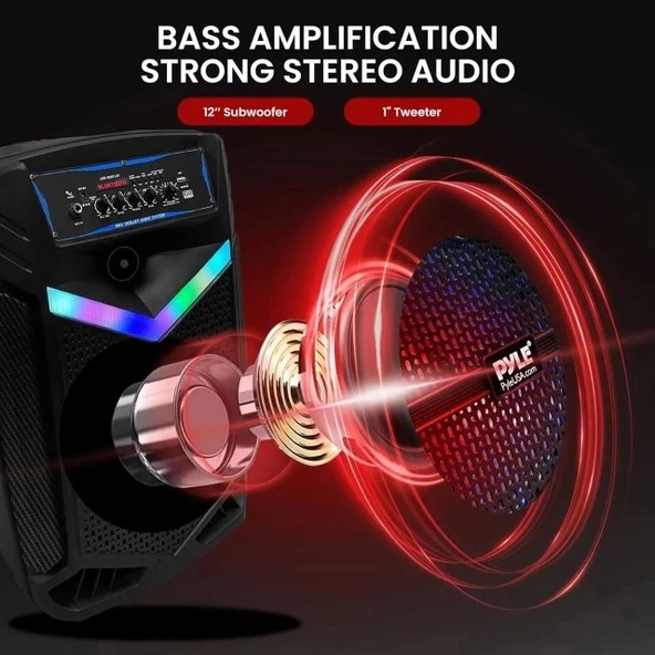 Pyle Taşınabilir Bluetooth PA Hoparlör Sistemi - 600W - 2