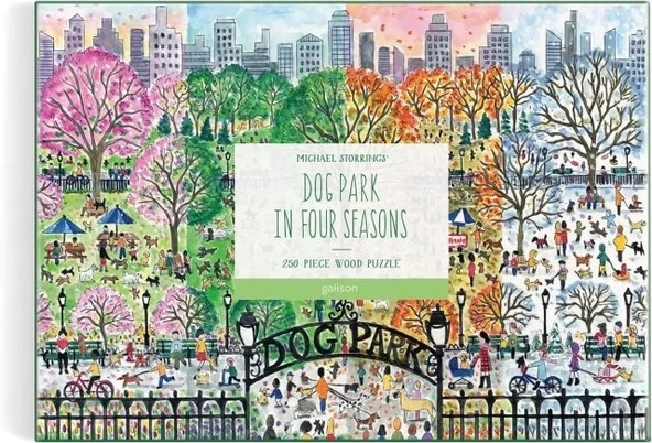 Galison 250 Parçalı Dört Mevsimde Köpek Parkı Ahşap Puzzle - 6