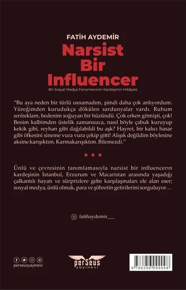 Narsist Bir Influencer  -  Fatih Aydemir  -  Perseus Yayınevi  - - Resim 2