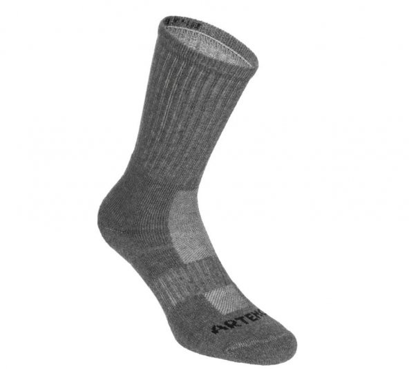 Artengo RS500 Uzun Konçlu Kışlık Çorap Havlu Yapılı Gri 1 Çift
