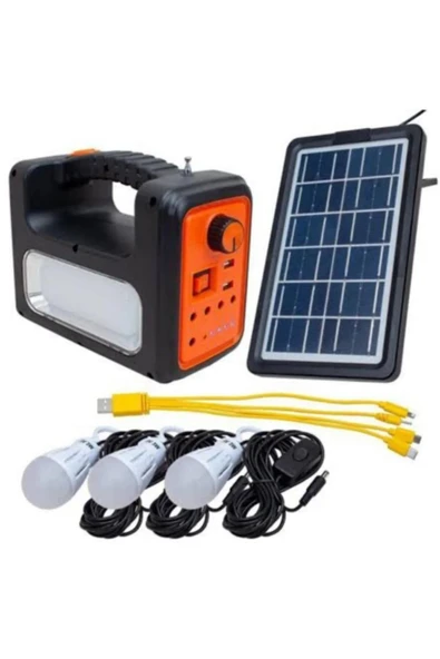Premium Rt-902 Güneş Enerjili Solar Şarjlı Bluetoothlu Mp3-radyolu Çadır Kamp Aydınlatma Fener Seti