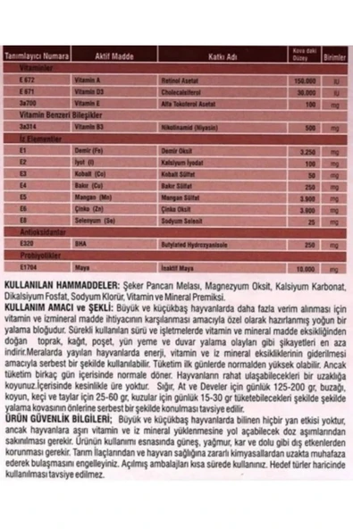 Hs Tarım Revijel Energy Vitamin-İz mineral Giderici Yalama Bloğu 5 KG - 5