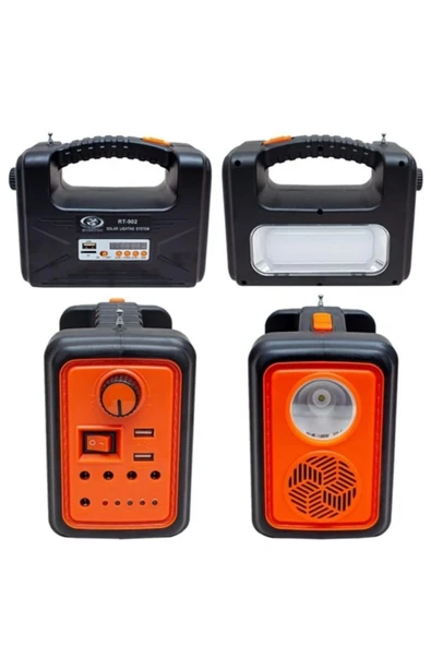 Premium Rt-902 Güneş Enerjili Solar Şarjlı Bluetoothlu Mp3-radyolu Çadır Kamp Aydınlatma Fener Seti - 2