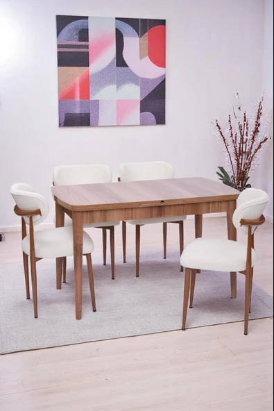 Nehir Polo Lak Panel Açılır Mutfak Masa Takımı 75x130cm