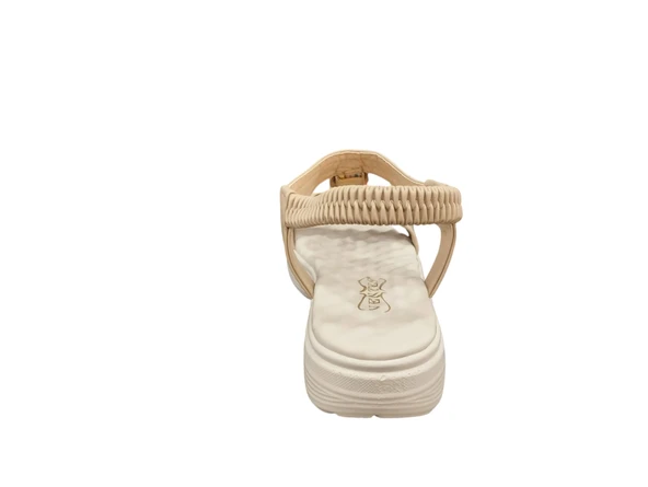Ventes 67908Z Bilekten Lastikli Ortopedik Taş İşlemeli 4cm Topuk Boyu Günlük Kadın Şık Sandalet - 8