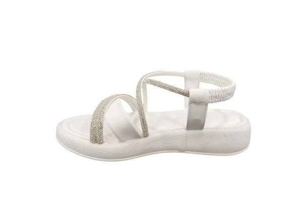 Ventes 58157Z Taş Şeritli Bilekten Lastikli 3cm Topuk Boyu Günlük Kadın Şık Sandalet - 2