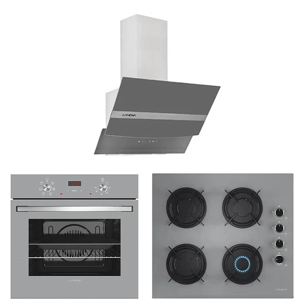 Lanova Gümüş 4406G01 - G16400-217 - E3130G6 Gri Cam Ankastre Set