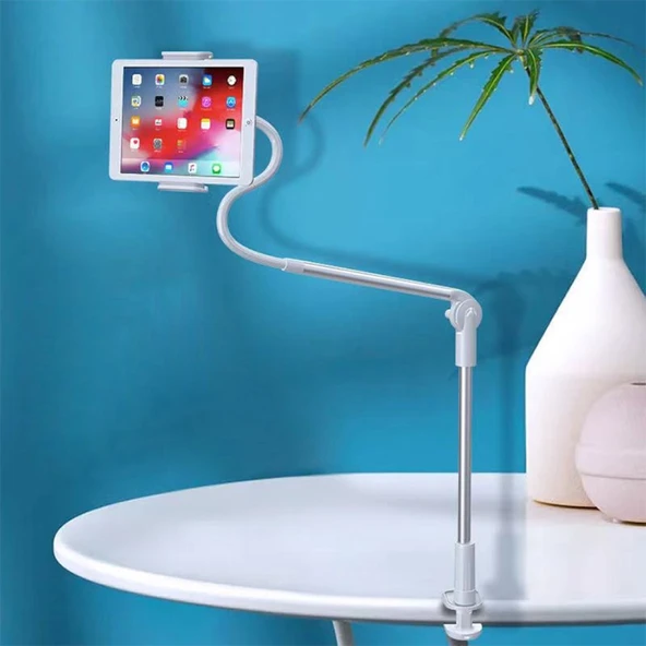Universal Ayarlanabilir 360 Derece Masa Üstü Tablet Telefon Tutucu (Beyaz) - 2