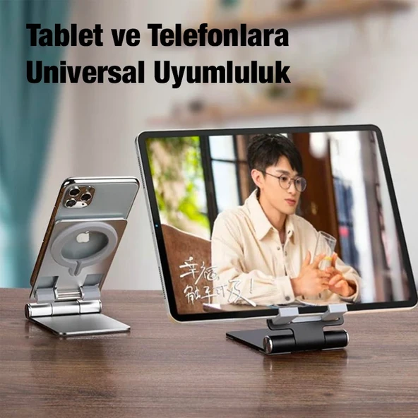 Z19 Çok Fonksiyonlu Magsafe Uyumlu Masaüstü Telefon Standı (Gümüş) - 3