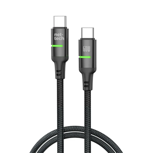 Nettech NT-DC40 60W Plastik 100 Cm Type-C To Type-C Şarj ve Data Kablosu (Siyah) ürün görseli 1
