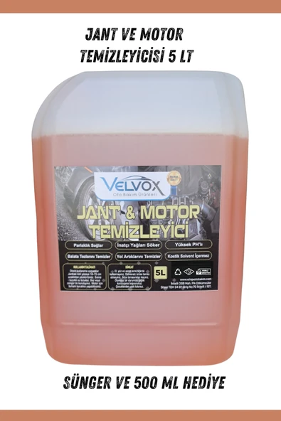 Jant Ve Motor Temizleyici 5 LT + 500 ml ve Sünger Hediye, Jant Temizleme, Motor Temizleme