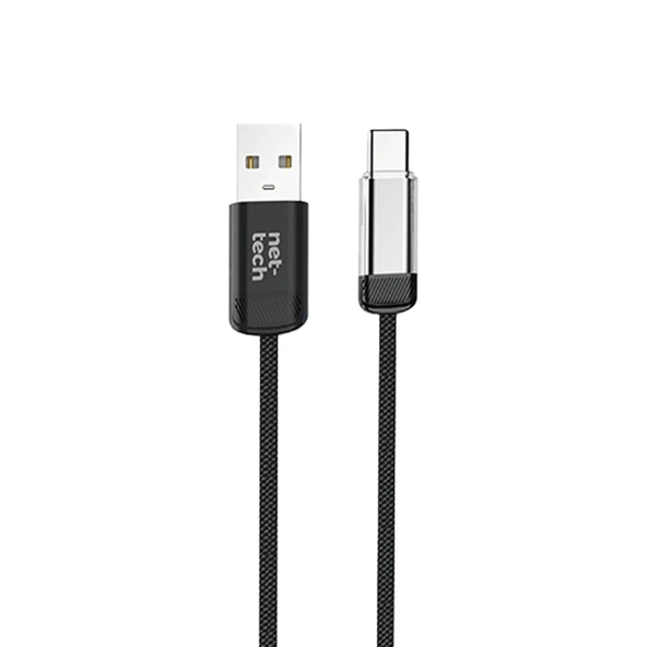 Nettech NT-DC48 3A Plastik 100 Cm Type-C Şarj ve Data Kablosu (Siyah)