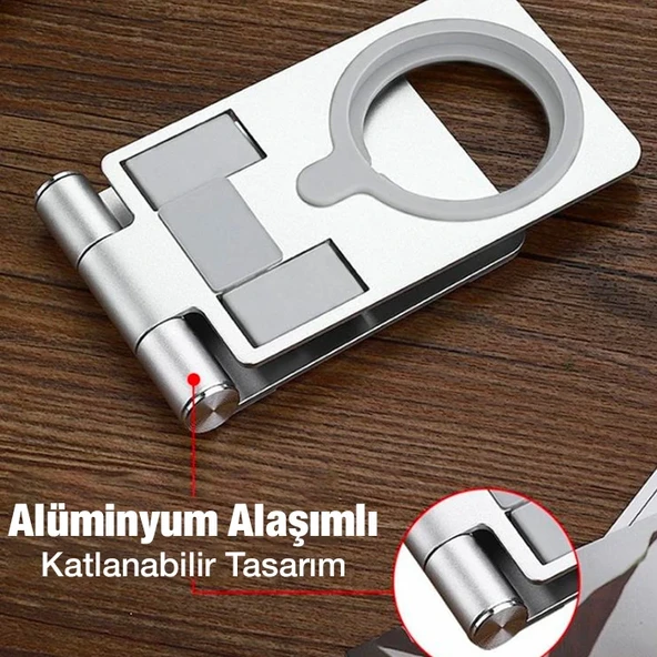Z19 Çok Fonksiyonlu Magsafe Uyumlu Masaüstü Telefon Standı (Gümüş) - 5