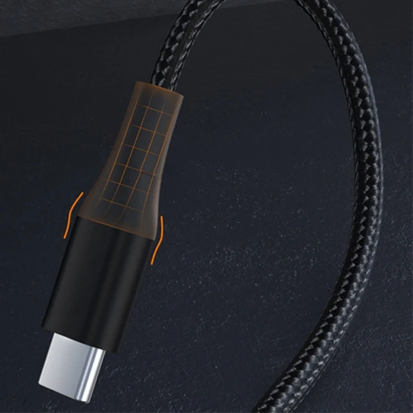 Usb Type-C PD 100W 5A Kevlar Hızlı Şarj ve Data Kablosu 1 Metre  (Siyah) - 4