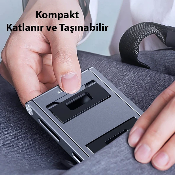 Dux Ducis Z-Shape Alüminyum Alaşımlı Katlanır Telefon Standı (Gri) - 5