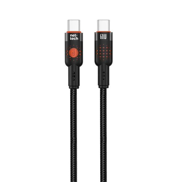 Nettech NT-DC32 60W Plastik 100 Cm Type-C To Type-C Şarj ve Data Kablosu (Siyah) ürün görseli 1