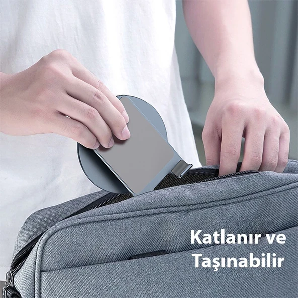 Dux Ducis ES Series Alüminyum Alaşımlı 360° Dönebilen Katlanır Telefon Standı (Gri) - 5