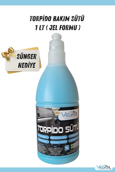 Torpido Bakım Sütü 1000 ml (JEL FORMU) Uygulama Süngeri Hediye, Torpido Temizleyici, Torpido Bakım