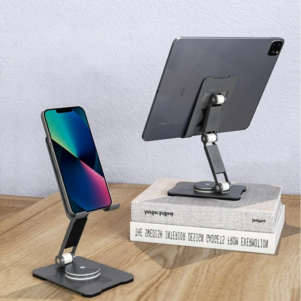 Universal 360 Derece Dönebilen ve Katlanabilen Tablet ve Telefon Standı (Siyah) - 4