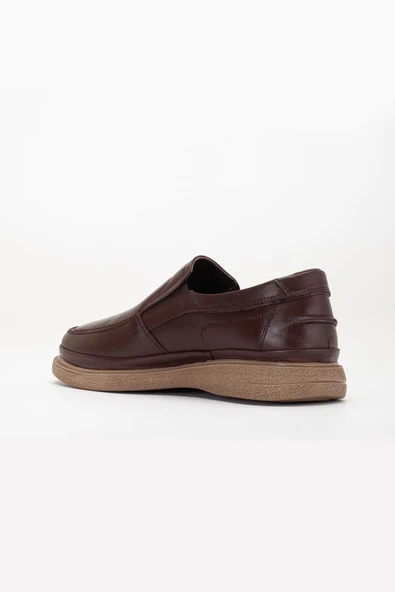 Hakiki Deri Erkek Günlük Ayakkabı Kahve Atom Model Saraçlı - Resim 5