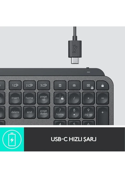 Logitech Mx Keys 920-009558 İngilizce Mac Aydınlatmalı Klavye Siyah - 11