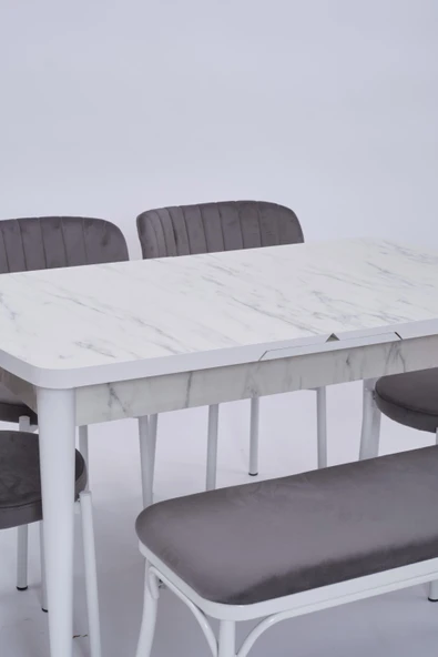 Nehir Beta Banklı Lak Panel Açılır Mutfak Masa Takımı 75x130cm - 2