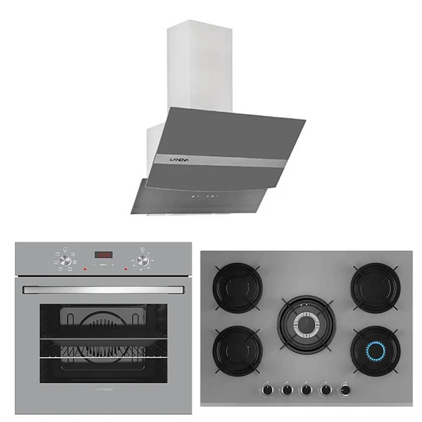 Lanova Gümüş 4406G01 - G17402-117 - E3130G6 5 Gözlü Gri Cam Ankastre Set
