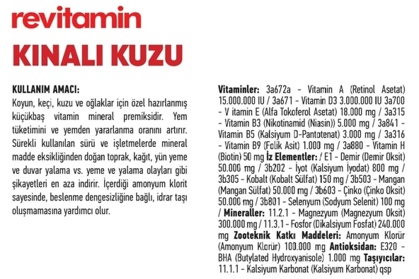 Hs Tarım Revitamin Kınalı Kuzu Koyun Keçi Kuzu ve Buzağı Hayvan Yem Katkı 10 KG Kova - 5