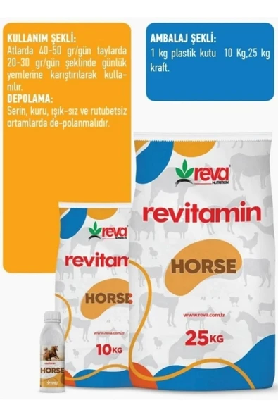 Hs Tarım Revitamin Horse Atlar Için Vitamin Ve Mineral Takviyeli Hayvan Yem Katkısı 10 Kg - 2