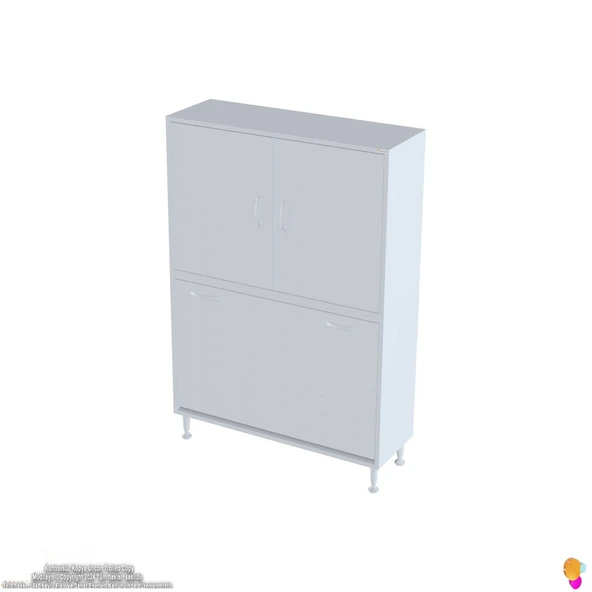 Modilayn İLKİM 100 x 138 x 32,5 cm' lik Kapak İçi Çift Raflı, Üç Akıllı Çamaşır Sepetli Dolap - Resim 6