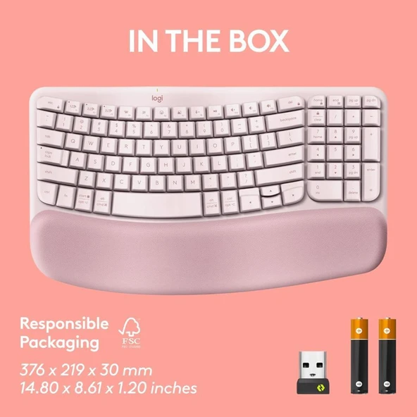Logitech Wave Keys Kablosuz Bluetooth İngilizce Q Pembe Klavye - 4