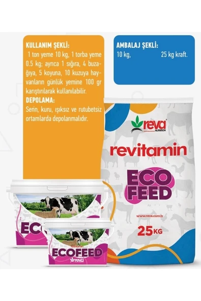 Hs Tarım Revitamin Eco Feed Büyük ve Küçükbaş Vitamin Mineral Premiksi 10 KG Kova - 6