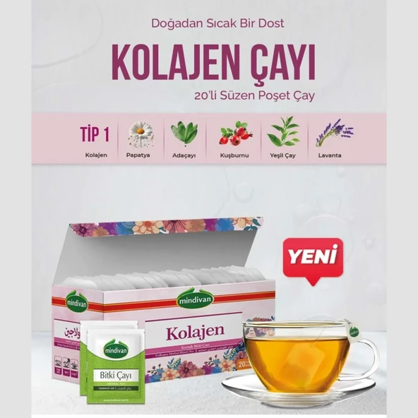 Kolajen Çayı 20li Süzen Poşet Çay Tip 1 Collegen İçerikli - 2