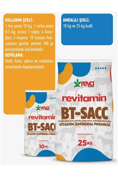Hs Tarım Revitamin Bt-Sacc Canlı Maya Alaşımlı Hayvan Yem Katkısı 25 kg - Resim 5