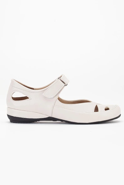 Kadın Günlük Ortopedik Ayakkabı Bej Büyük Numara Kafes Model Bantlı - Resim 3